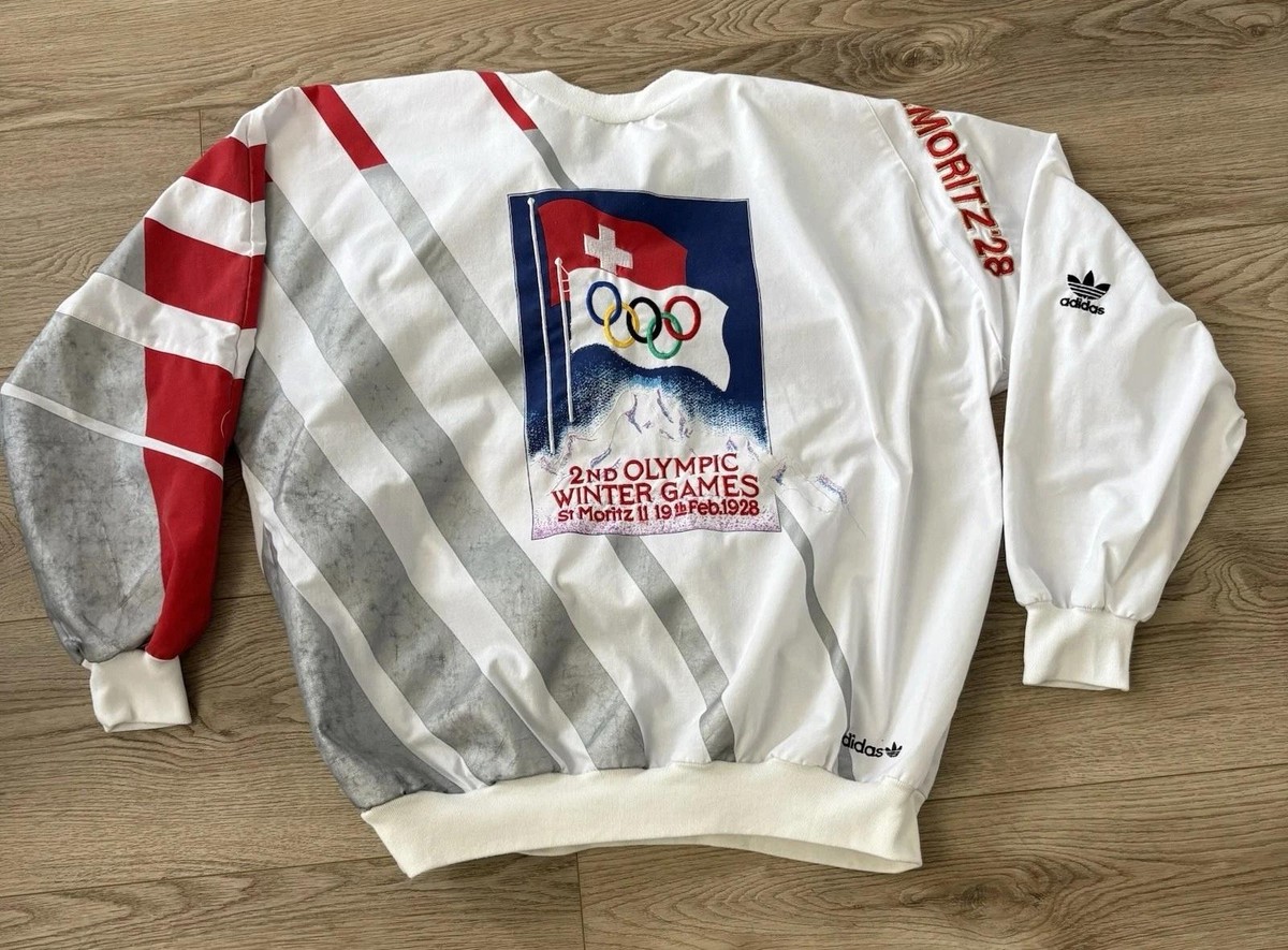 Vintage Adidas Sweatshirt Men XL Olympic Winter Games St Moritz