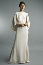 Sequin Sleeve Caped Column Gown