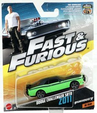 Hot Wheels 2011 Dodge Challenger SRT8 Fast & Furious 7 - FCF40 Black/Green 1:55