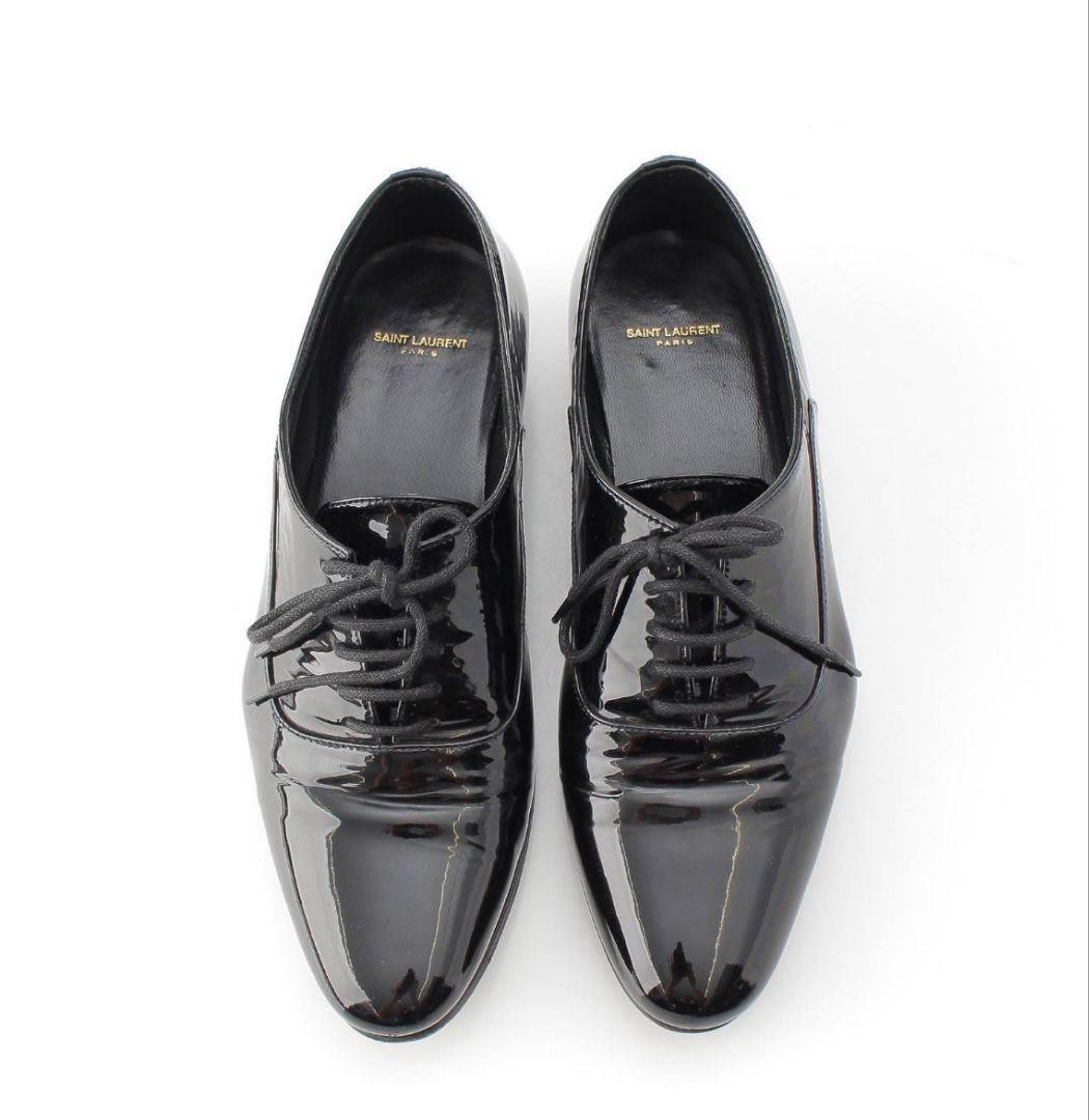 Autentiche scarpe stringate Saint Laurent Paris vernice pelle nera taglia 36 donna