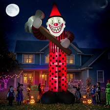 12FT Halloween Inflatable Circus Clown with LED Hammer