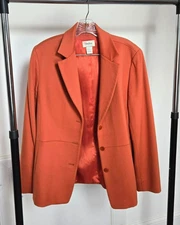 Neiman Marcus Exclusive 100% Cashmere Blazer, striking orange color, size 12