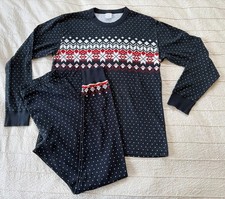 Hanna Andersson Fair Isle Long John Pajama Set Adult Unisex Large Organic Cotton