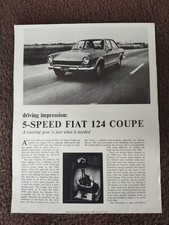 Fiat 124 Coupe 5 Speed  Road Track Magazine 1969 Driving Impression Reprint