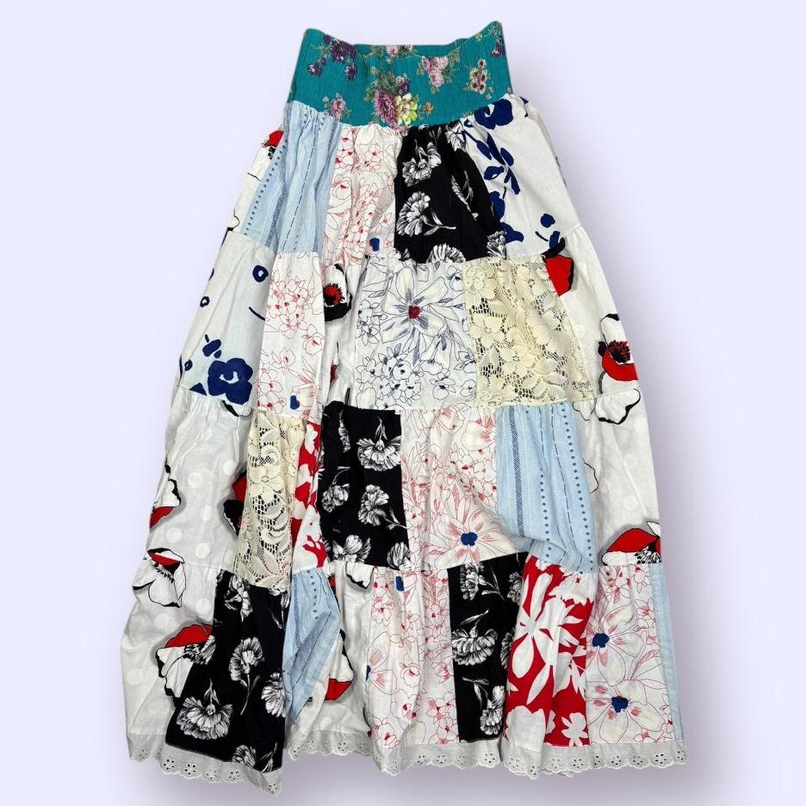 Cottagecore multi coloured patchwork skirt - image 3