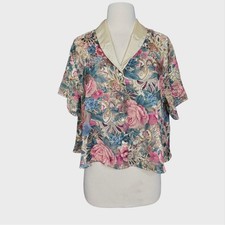 Vintage 90's Victoria's Secret Small Gold Label Floral Rose Oversized Top PJ top