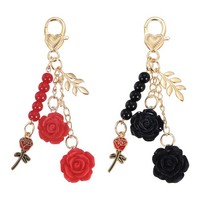 FüR Blumen-AnhäNger SchlüSselbund, Rot/Schwarze Rosen AnhäNger (2Er Pack)