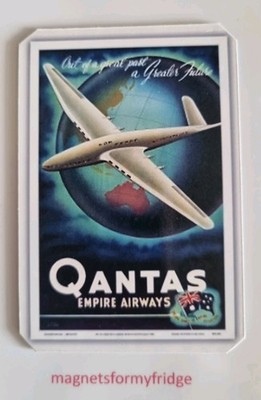 VINTAGE QANTAS EMPIRE AIRWAYS ADVERTISEMENT FRIDGE MAGNET - M499C