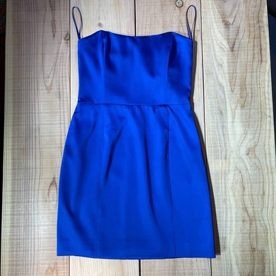 Meshki Royal Blue Satin Mini Dress Size XS   Luxe Party Cocktail Dress
