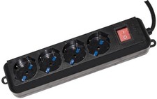 PRESA MULTIPLA LINK 4 SCHUKO/10/16A INTERRUTTORE CAVO 1,5MT NERA