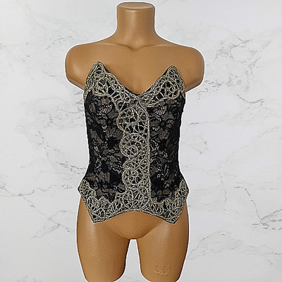 Ritmo di Perla Luxus Corsage mit edler Goldstickerei aus Sylter Boutique Neu