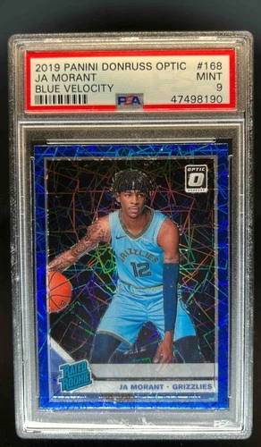 2019-20 Donruss Optic Ja Morant Blue Velocity RC #168 Grizzlies PSA 9