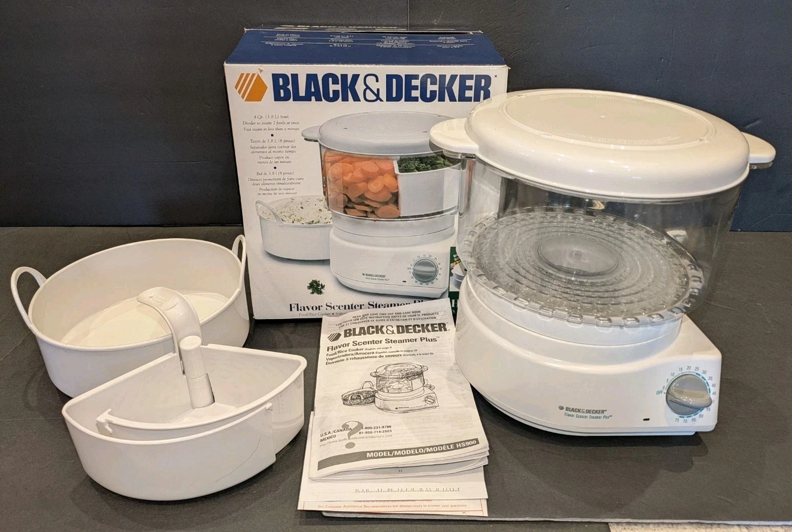 Black & Decker HS900 Flavor Scenter Steamer Plus Rice Vegetable Steamer in Box