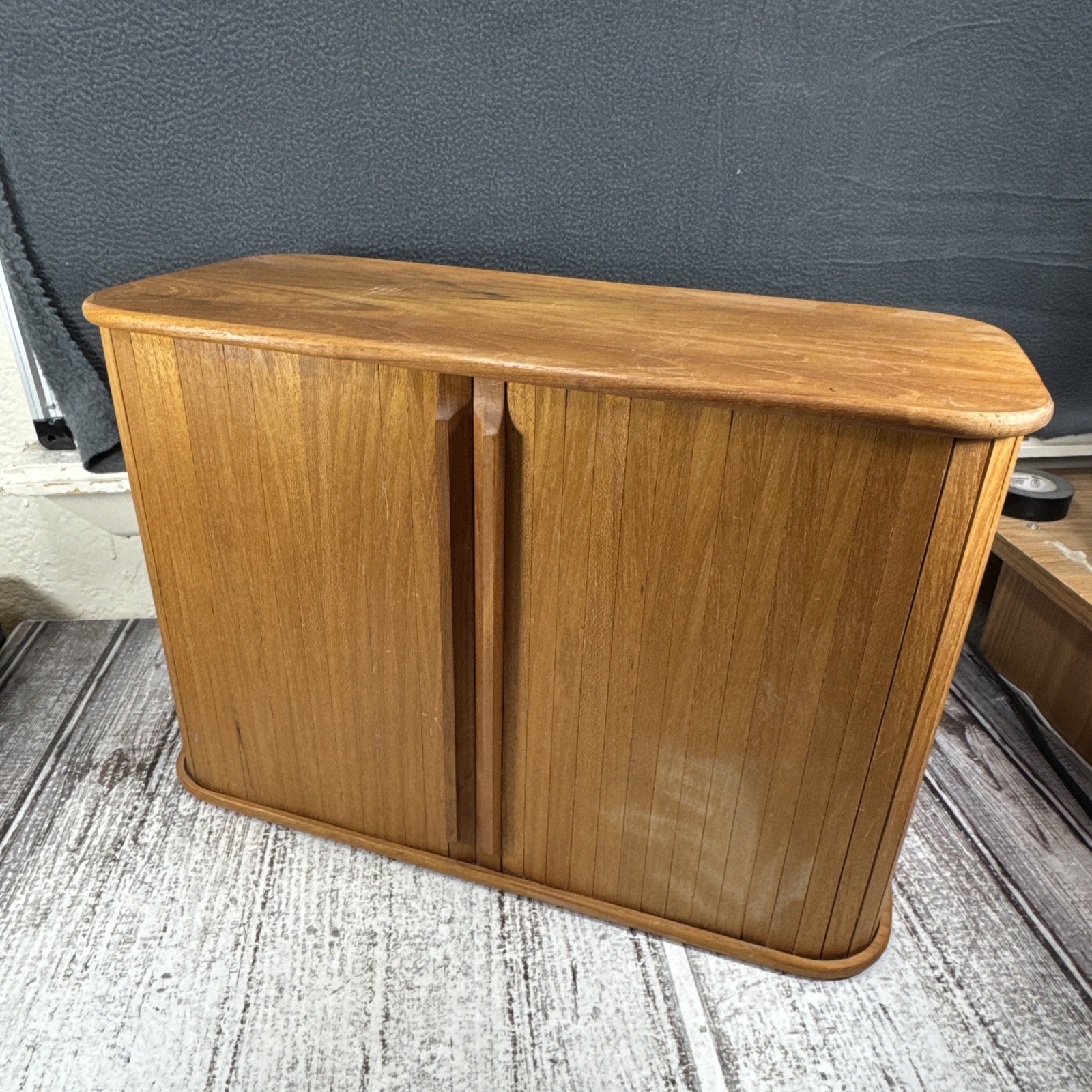 Vintage Mid Century Teak Tech Wall Cabinet 17x11x7 Tandour D
