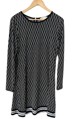 Abito Michael Kors nero stampa onda LK G manica media