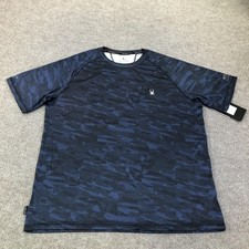 Spyder Rash Guard Shirt Mens Large Navy Geometric UPF 30 Swim Quick Dry S923028