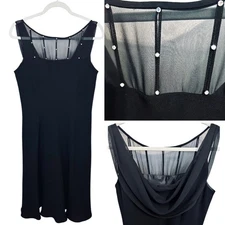 Jones Wear Dress Size 10 Medium Black Sleeveless Rhinestone Special Occasion LBD