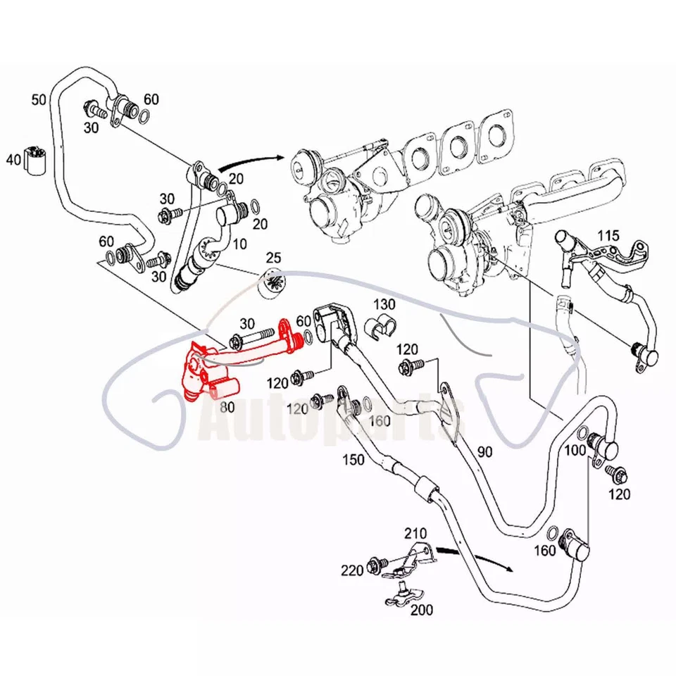 Left Turbo Hose Fits Mercedes-Benz GL450 2013 2014 GL550 2013-2016 ML550 GLS550 - Image 2 of 4