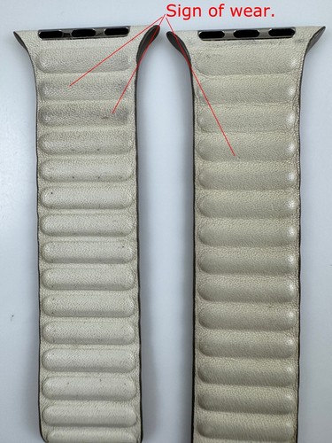 used Original Apple Watch band Leather Link band 44mm 45MM 46MM 49MM White SM - Photo 4 sur 13