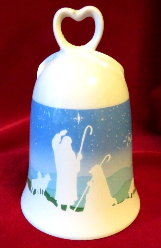 Vintage 1987 Porcelain "Because We Believe We Rejoice" Bell, 4" Tall