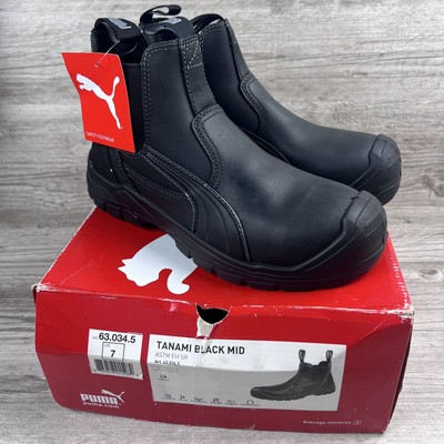 Men's PUMA Safety, Tanami Mid Comp Toe Boot 630345 Black Leather SIZE 7