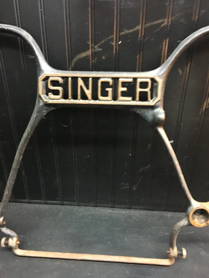 Antique Singer Treadle Sewing Machine Cast Iron Base Center Singer Sign - Image 2 of 2