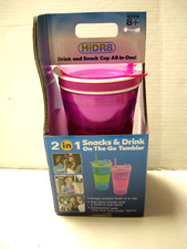 Hidr8 2-In-1 Snack and Drink Cup New In Box As Seen On TV Pink White