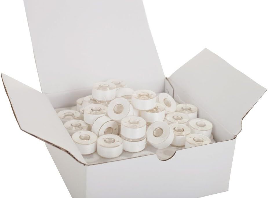 White 9733 Prewound Bobbin Thread 90 Weight Spun Polyester For Brother Machines