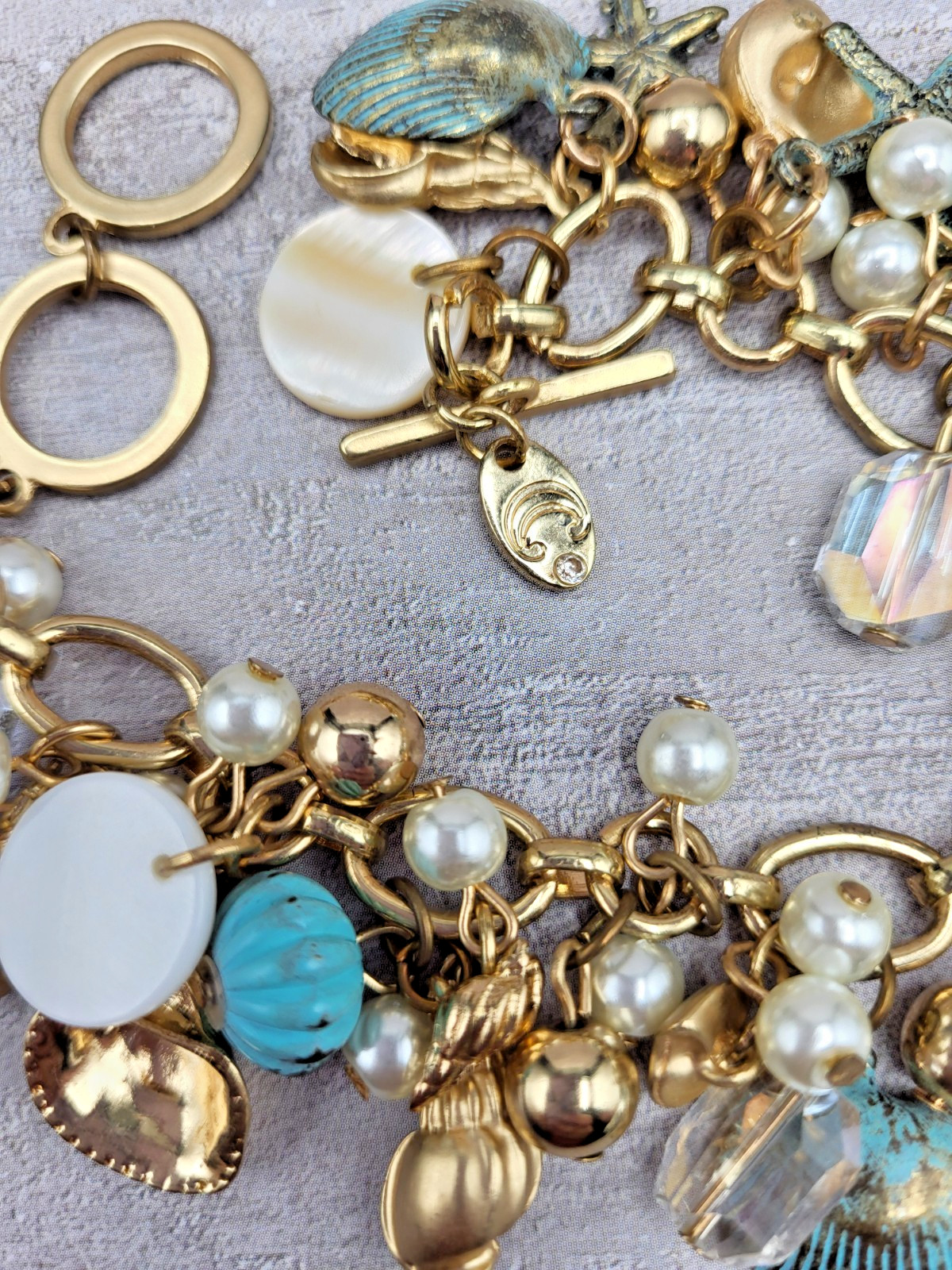 Ocean Beach Theme Charm Bracelet Shell Style Dang… - image 13