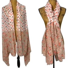 NWOT Orsay Contrast Dotted/Floral Coverup Large Shawl Scarf Wrap