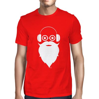 1 T-Shirt Herren musikalischer Weihnachtsmann trägt Kopfhörer Weihnachten
