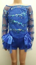 Dance Costume Small Child Blue Weissman 7907 Tap Jazz Long Sleeve Sequin