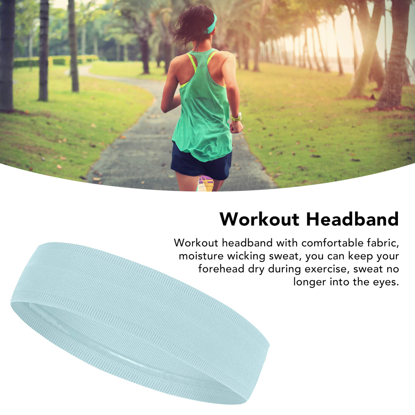 Sky Blue Sports Headband Non-Slip Moisture Wicking Soft Elastic for Men