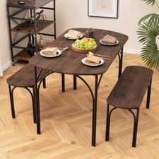 Dining Table and Bench Set Breakfast Bar Kitchen Dining Furniture Space Saving