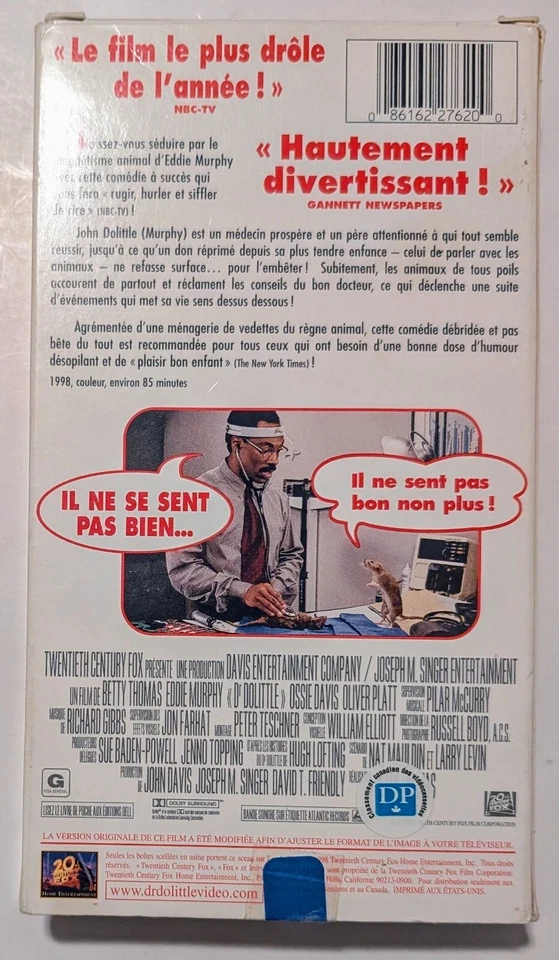 Dr Dolittle VHS (1998) - NTSC - French - Good (Tested) - Image 2 of 4