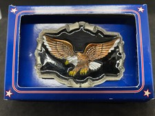 Eagle with Black Enamel Belt Buckle 1983 Serial Number OD1243
