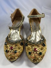 India Wedding Shoes Jeweled Colorful 9 1/2 Gold Thread Dance Party