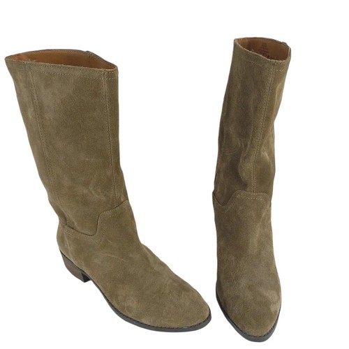 Lucky Brand Lefara Women's 5.5 Olive Suede Leather Boots, Pointed Toe Country - Picture 3 of 13