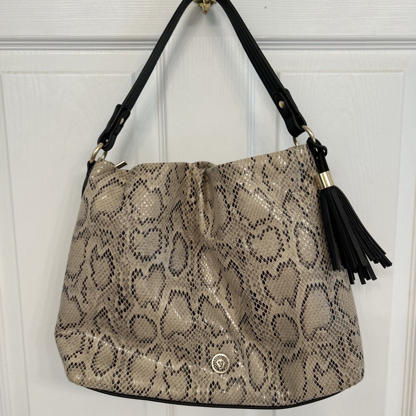 Anne Klein Brown Python Print Shoulder Bag Purse - image 1