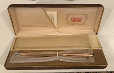 CROSS Ladies 14kt Gold Filled Rose Design Pen With CROSS Leather Pen Purse