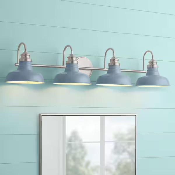 Farmhouse Slate Blue Metal Shades Vanity Light