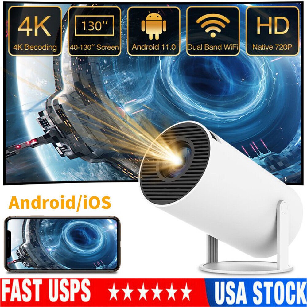 Mini Projector 4K 10000 Lumen LED 1080P WiFi Bluetooth UHD Portable Home Theater-image