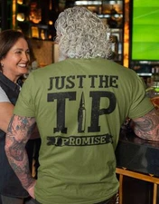 Mens Pro Gun T-shirt Just The Tip I Promise USA Patriotic T-shirt Gun