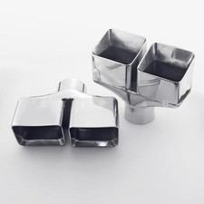 Pair 2.5 Id Dual Square Double Wall Stainless Exhaust Tips For Dodge Challenger Pair 2.5 Id Dual Square Double Wall Stainless Exhaust Tips For Dodge Challenger