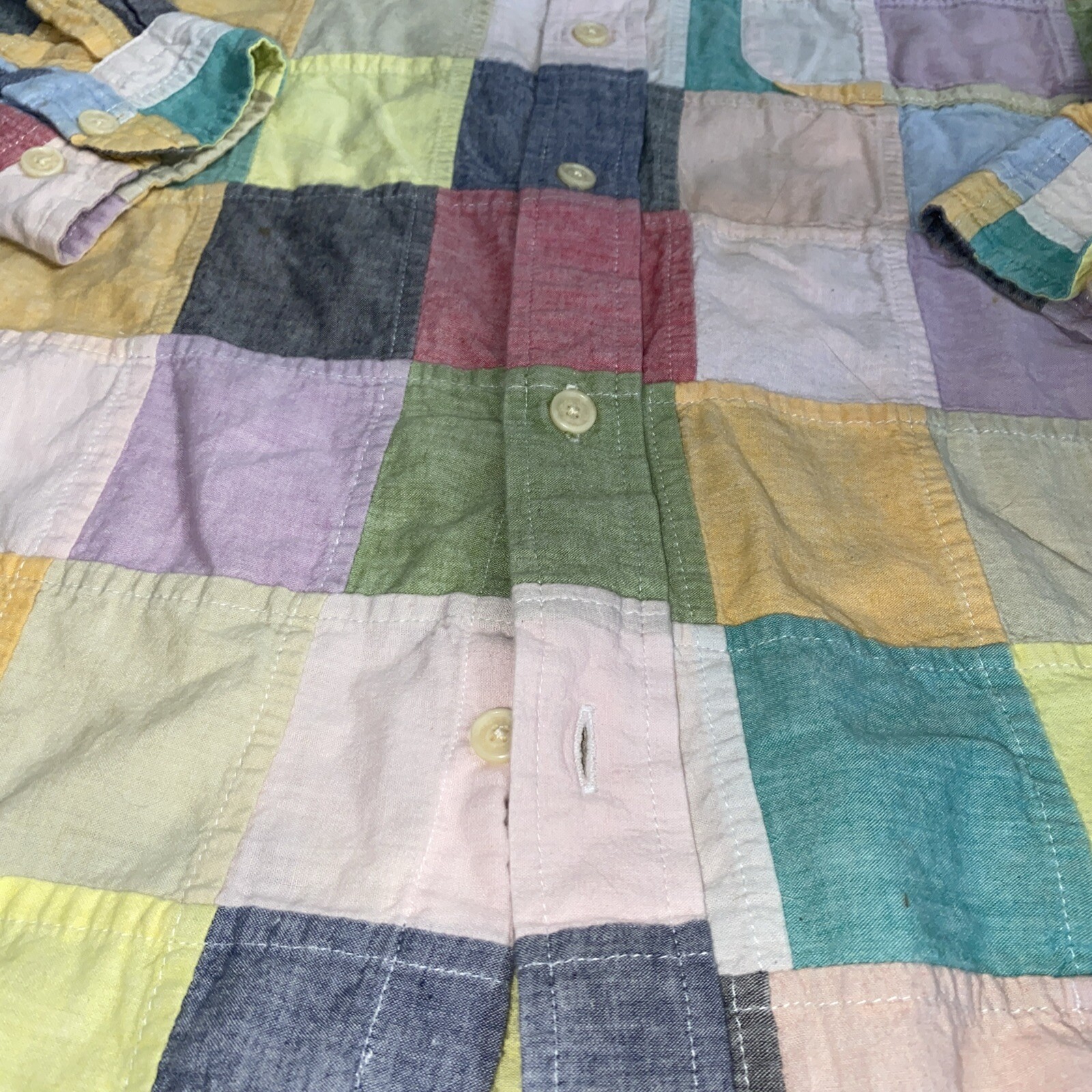 Orvis Patchwork Button Down Shirt Men's Size larg… - image 4