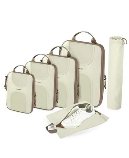 Compression Packing Cubes for Travel,  6 Set Packing Cubes for 02-White Opal-image