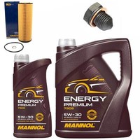 MotoröL Filter Set Mannol 5W-30 API SN 6 Liter + Schraube FüR Audi A4 2.5 TDI
