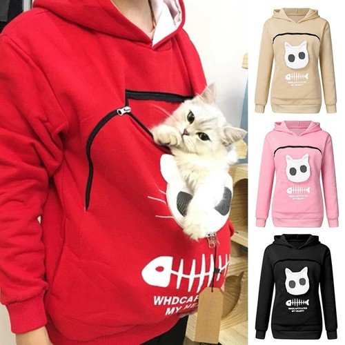 Women's Sweatshirt Animal Pouch Hood Carry Cat Breathable Pullover Blouse | eBay