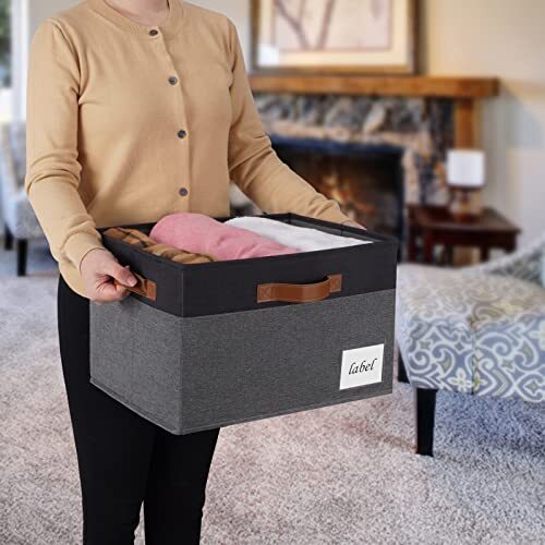 Extra Large Storage Bins with Lids, Foldable Fabric Storage Baskets