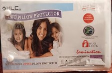 2 Pk Pillow Protectors Bed Bug Blockers Breathable Fabric, Zippered Standard NEW